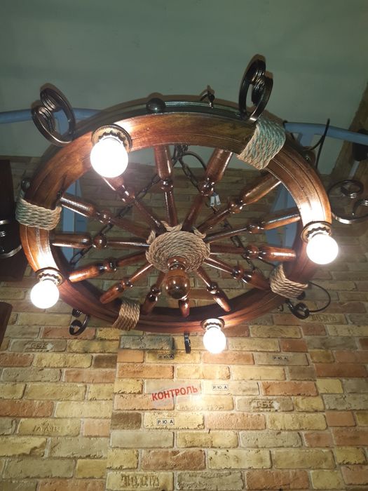 Люстра колесо ручная работа # 17 для беседки альтанки кафе террасы