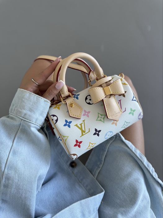 Сумка Louis Vuitton x Takashi Murakami | Nano Speedy Monogram White