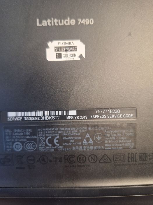 Zestaw dell latitude 7490 i7, stacja WD19S, monitor Dell U2414H