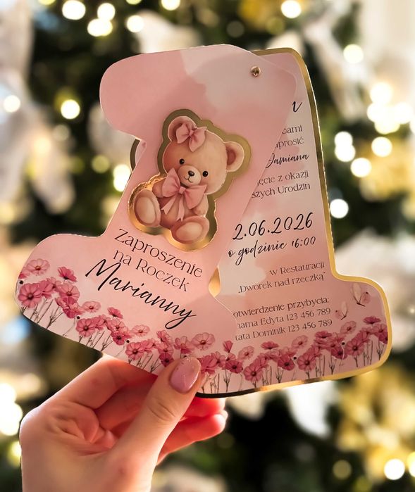 Zaproszenie na Roczek dla Dziewczynki – personalizowane