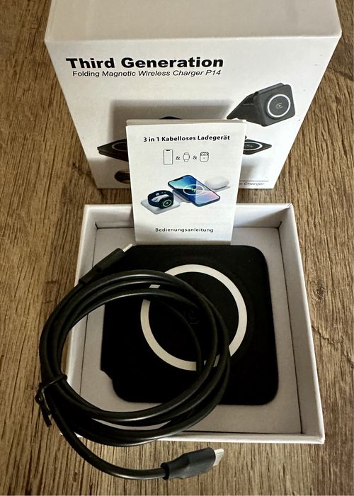 Podróżna ładowarka indukcyjna 3w1 Iphone.