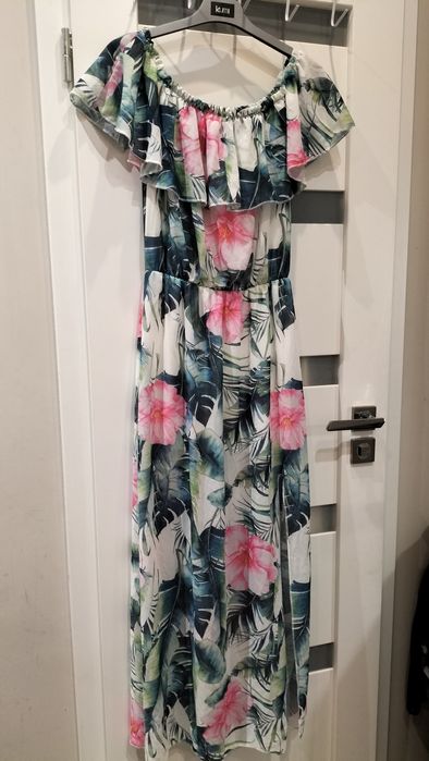 Sukienka bawełniana marszczona hiszpanka w kwiaty