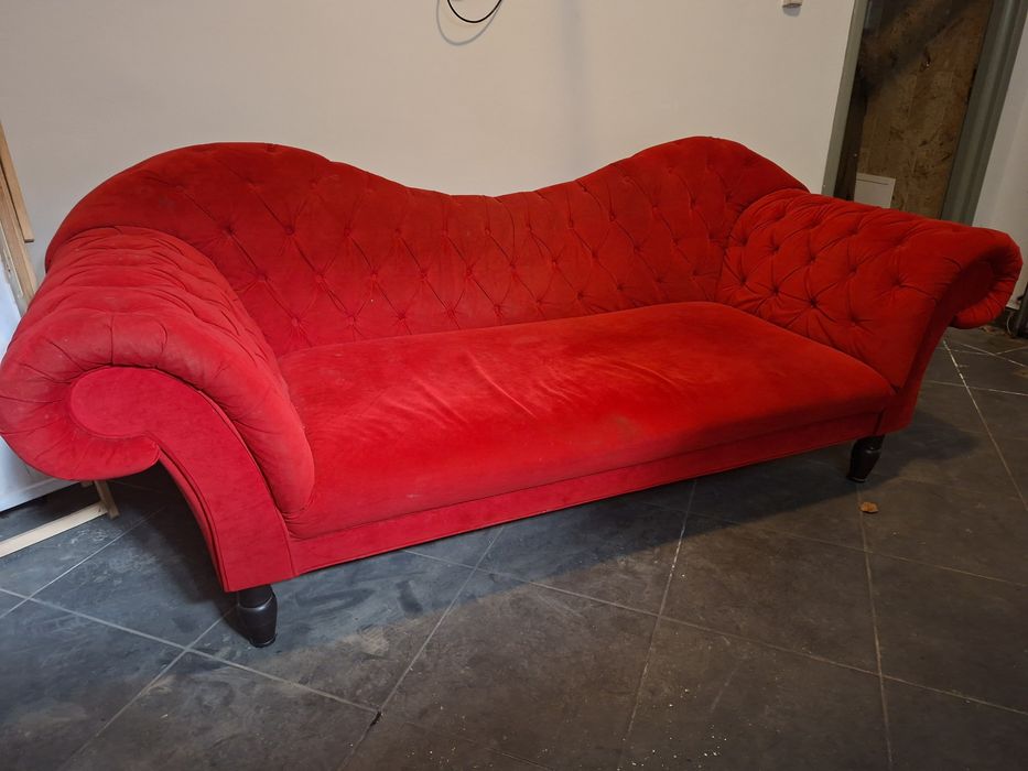Sofa typu glamour, duża, czerwona