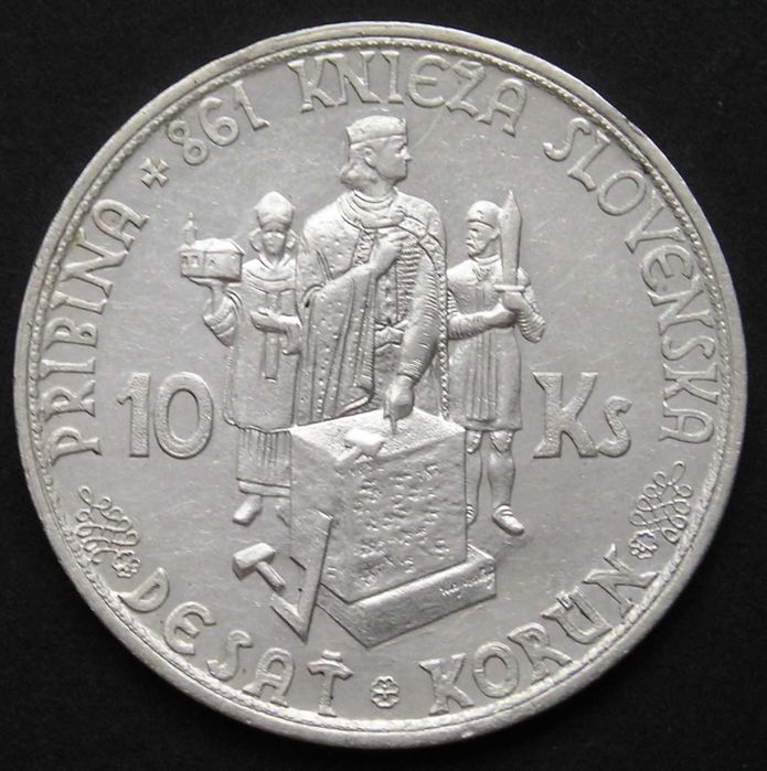 Słowacja 10 koron 1944 - Pribina - srebro