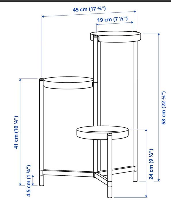 IKEA OLIVBLAD czarny kwietnik na 3 doniczki 58 cm
