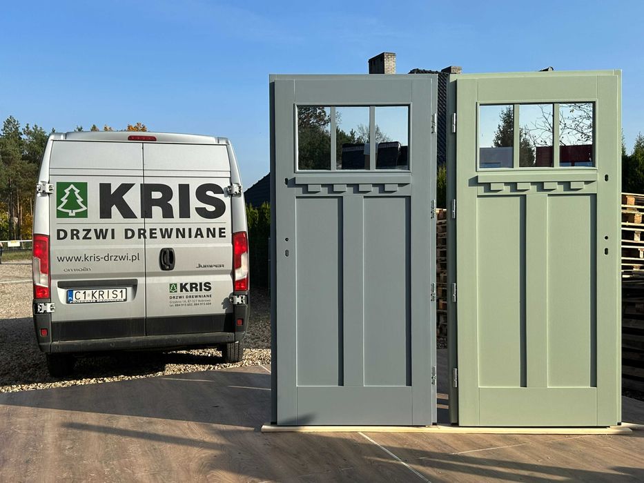 Drzwi zewnętrzne drewniane ZIELONE CZERWONE BIAŁE amerykański styl