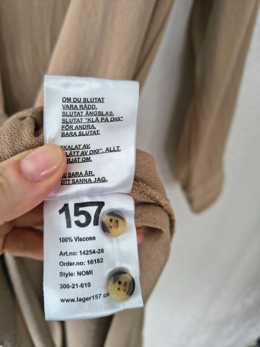 Midi sukienka/tunika zapinana, szmizerka camel, 100%wiskoza, Oversize/ M