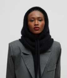 Klasyczna BALACLAVA czarna Marsala CRIMEA kapturek komin wełna alpaca