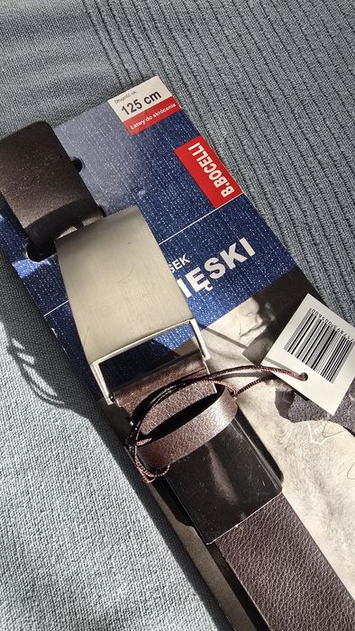 Pasek męski brązowy skórzany 125 cm