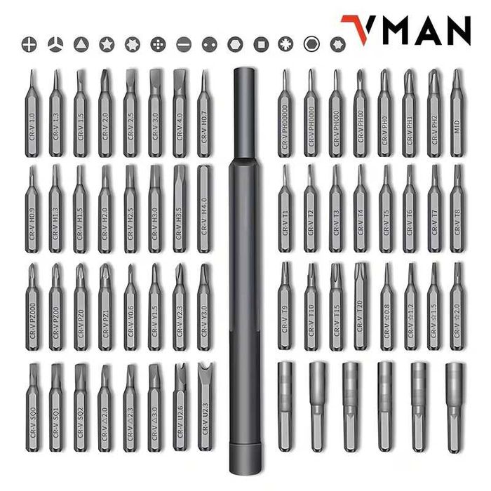 NOVO - VMAN Kit de Chaves de Precisão 63 em 1 – Reparação Eletrónica