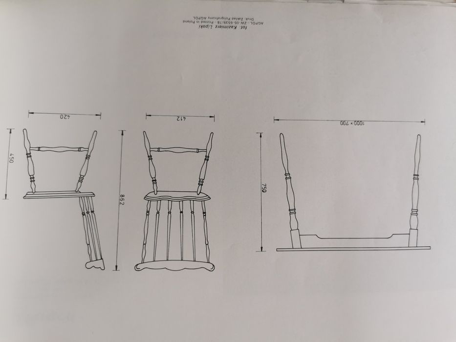 Zestaw stół i krzesła King Edward Jasienica PRL