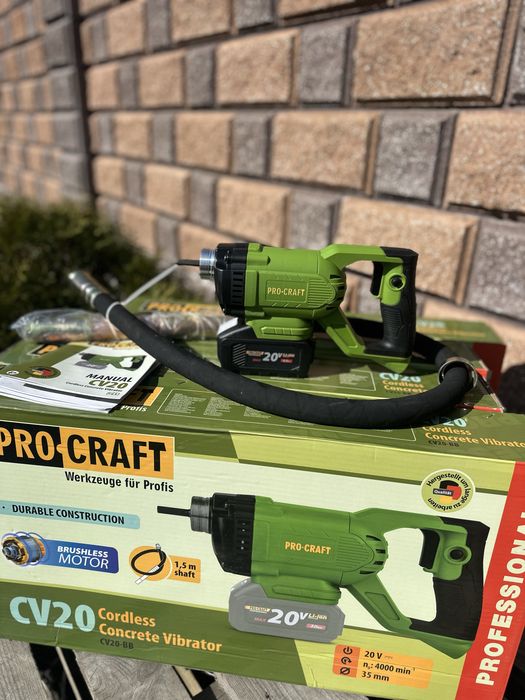 Акумуляторний вібратор для бетона Procraft CV20 (з булавою 1.5м)
