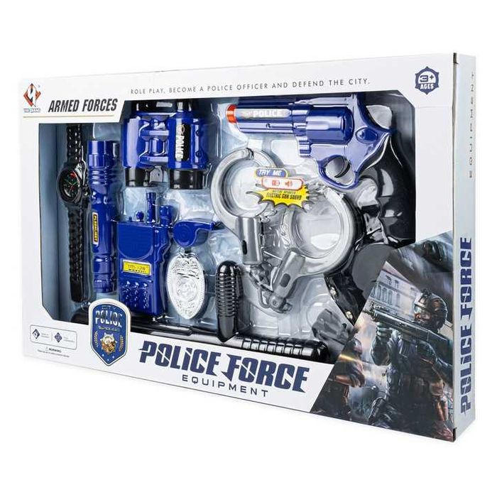 Zestaw dla małego policjanta strój 9 el kostium kajdanki + pistolet