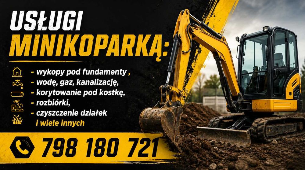 Usługi minikoparka Usługi koparką