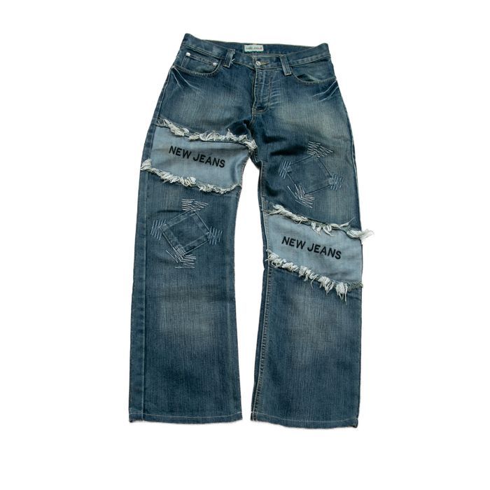 Spodnie Condic Jeans patchwork distressed Y2K hip hop baggy 32 japan s