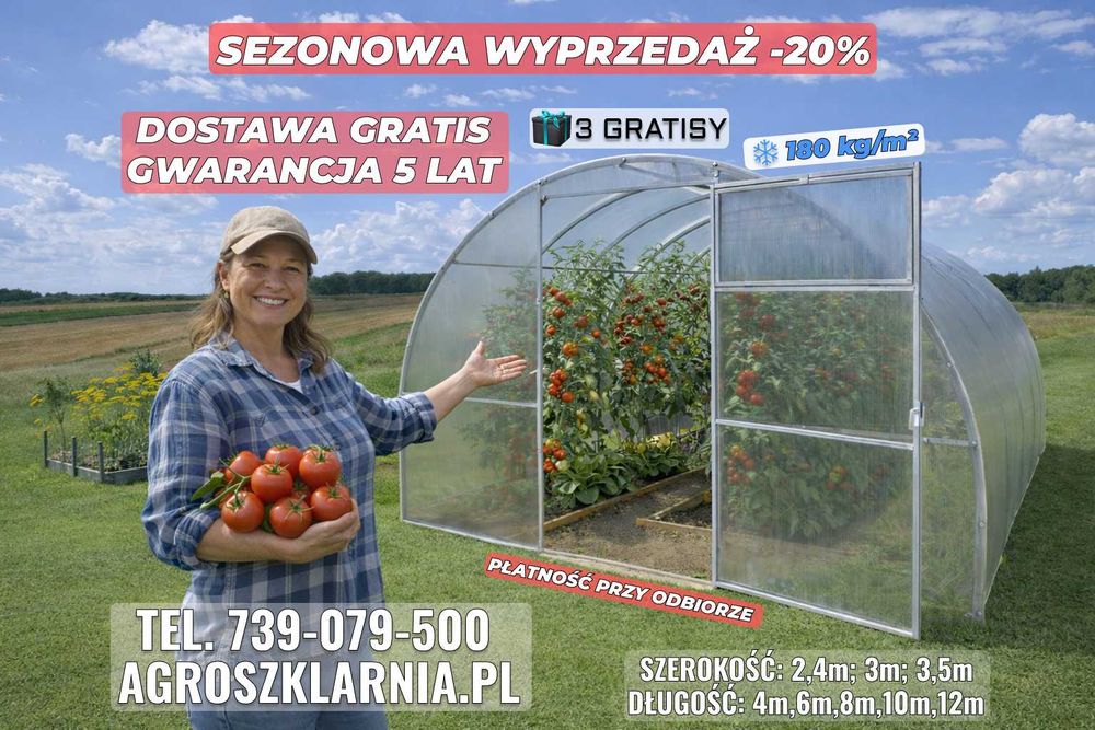 Szklarnia Ogrodowa 3x4m,3х6 poliwęglan 4/6 mm Sprzedam Gratisy Sanok