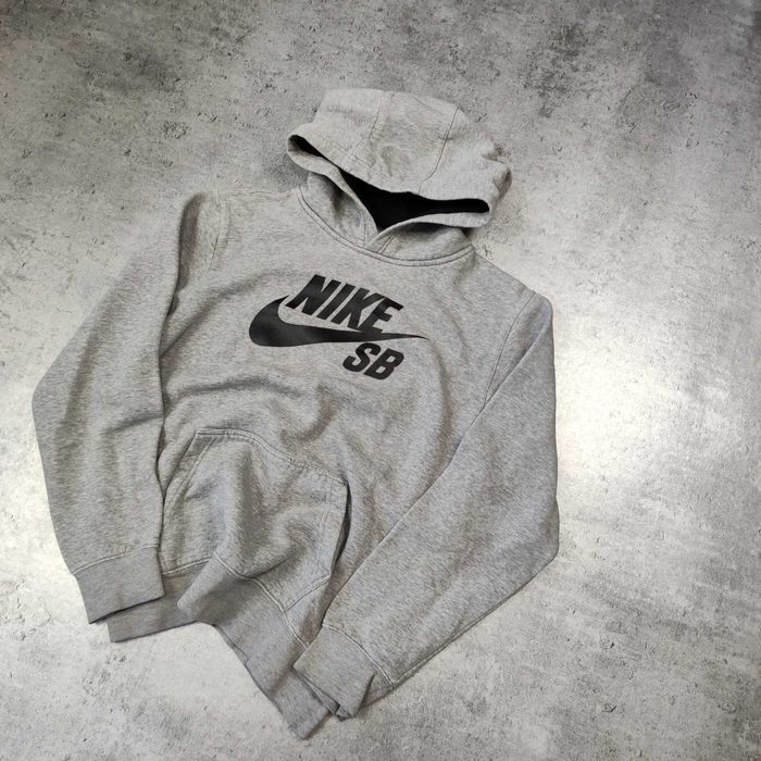 MĘSKA Bluza z Kapturem Hoodie Duże Logo Szara Nike SB Skateboarding