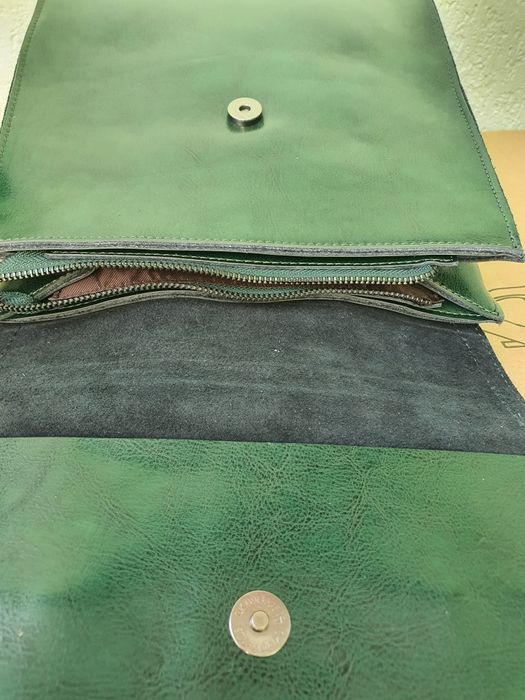 Рюкзак смарагдово-зелений натуральна шкіра