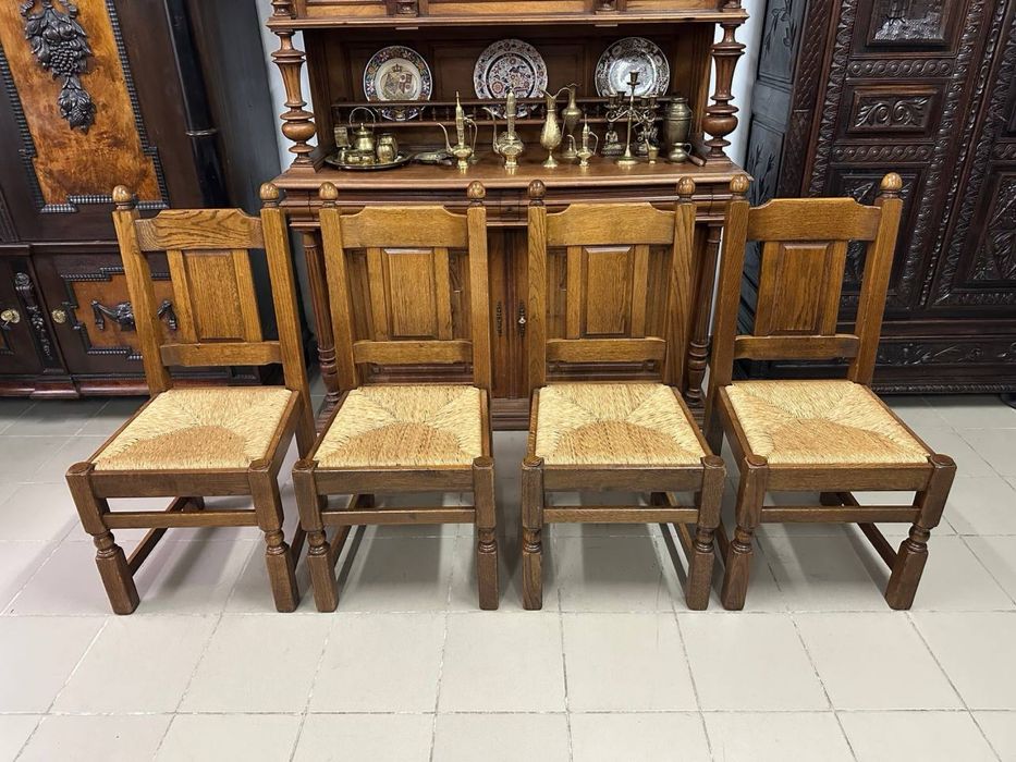 Комплект обідній стіл + 4 стільці дуб ротанг 3948