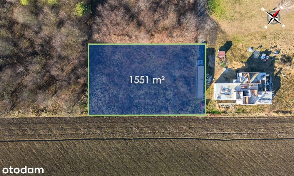 Działka pod zabudowę jednorodzinną Północ 1551 m² - Widok 4