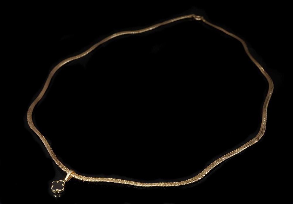 Złoto 585 - Złoty łańcuszek,naszyjnik z koniczynką