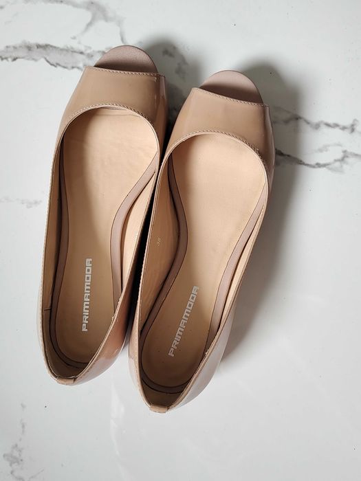 Baleriny Open Toe Prima Moda skórzane skóra Nowe 38 nude