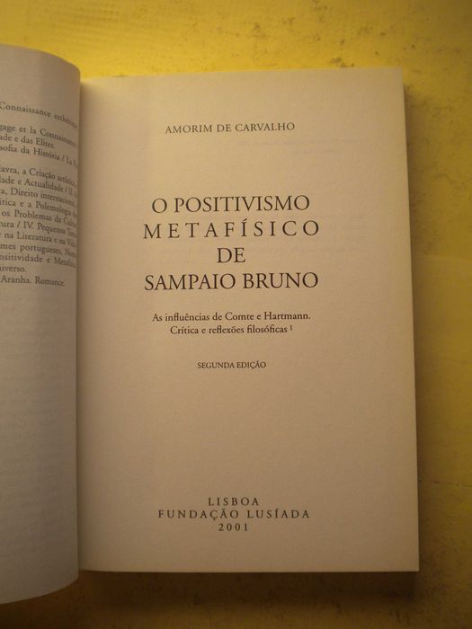 O Positivismo Metafísico de Sampaio Bruno
de Amorim de Carvalho
