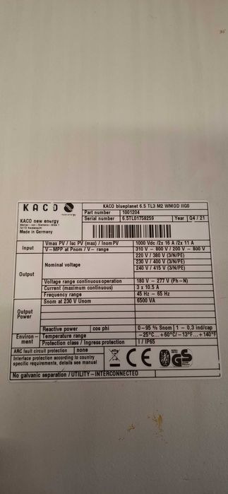 Falownik KACO on grid 6,5 kW