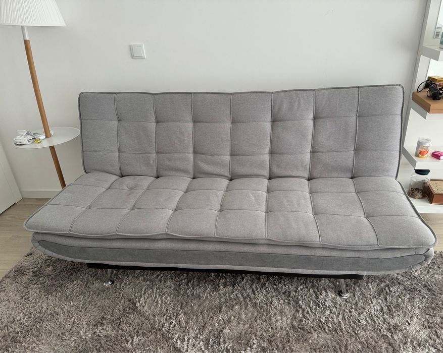 Sofá cama em tecido WILLEM cor cinza (Conforama)