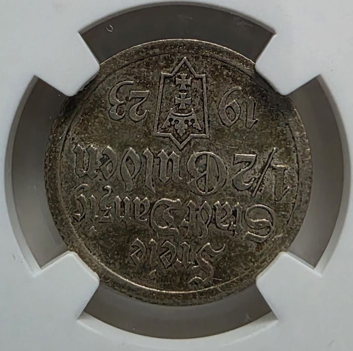 1/2 guldena 1923 NGC AU55 WMG Wolne Miasto Gdańsk
