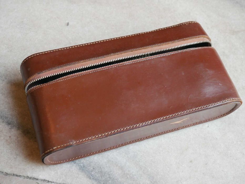 Skórzane etui z okresu PRL 26x12,5 cm