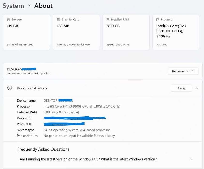 HP ProDesk 400 G5 Desktop Mini – Windows 11 Pro  8GB RAM  SSD