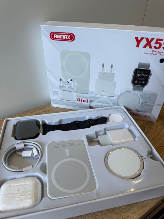 Smartwatch Kit 6 em 1 — Relógio Inteligente com Fones, Power Bank Magnético e Carregador