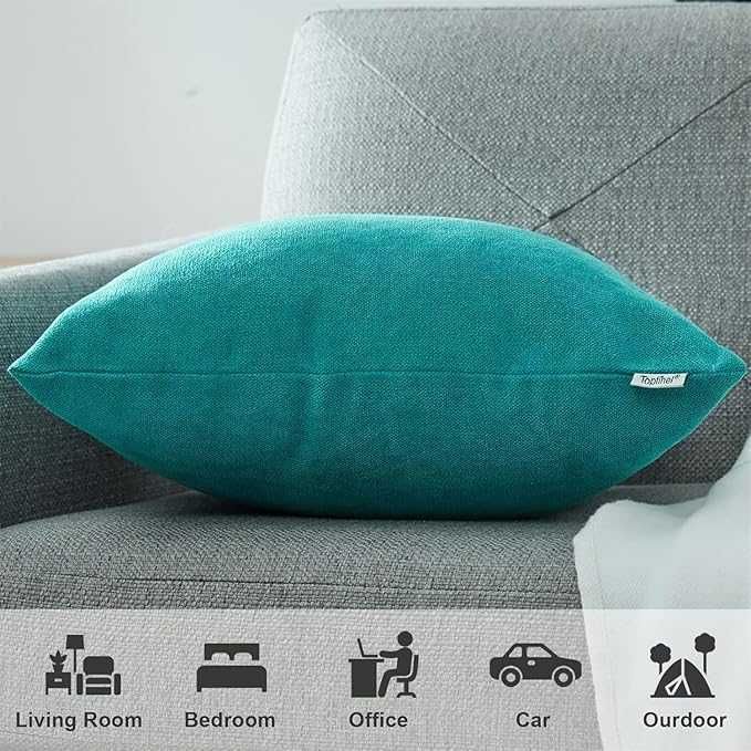 Poszewki Dekoracyjne Szenilowe 2 sztuki 50x50 cm Morske Niebieskie