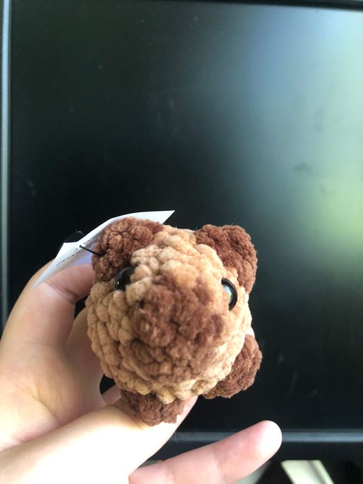 Mała pluszowa kapibara na szydełku - dwukolorowa, chłodne kolory