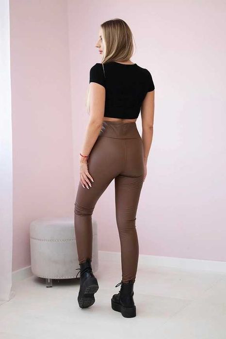 Ocieplane legginsy z eco skóry S,L