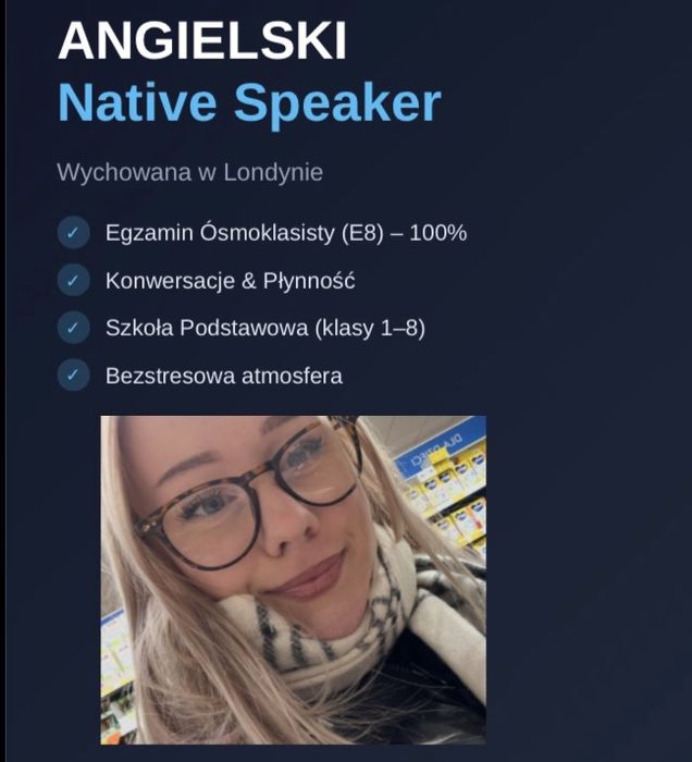 Angielski ONLINE | Native Background | Przygotowanie do E8 (100%) & Konwersacje | 50zł