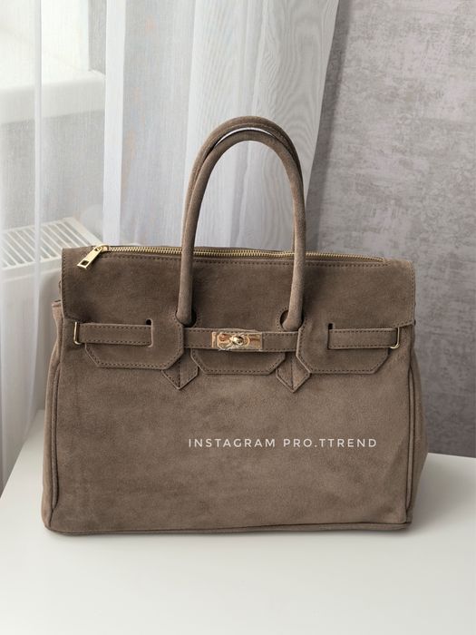 Замшева жіноча бежева сумка, шопер формат а4 натуральний замш