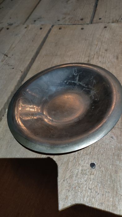 Inkrustowany talerzyk srebro/mosiądz antyk