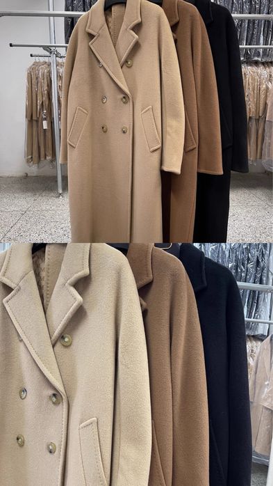 Пальто Max Mara 101801 90% вовна та 10% кашемір, Макс Мара беж