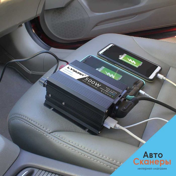 Автомобильный инвертор Lvyuan EU 12v-220v (Мощность 500W)