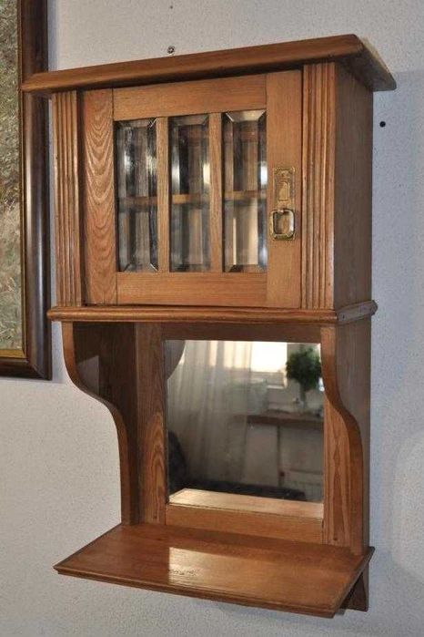 Stara, drewniana, zabytkowa, wisząca, szafeczka, toaletka