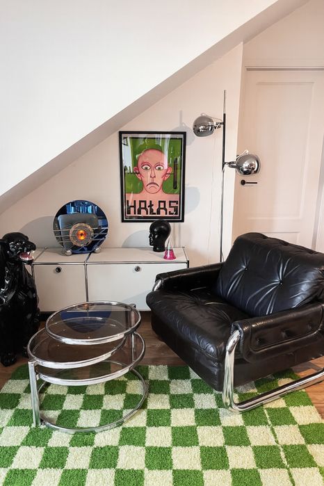 Piekny skorzany fotel vintage bauhaus chrom