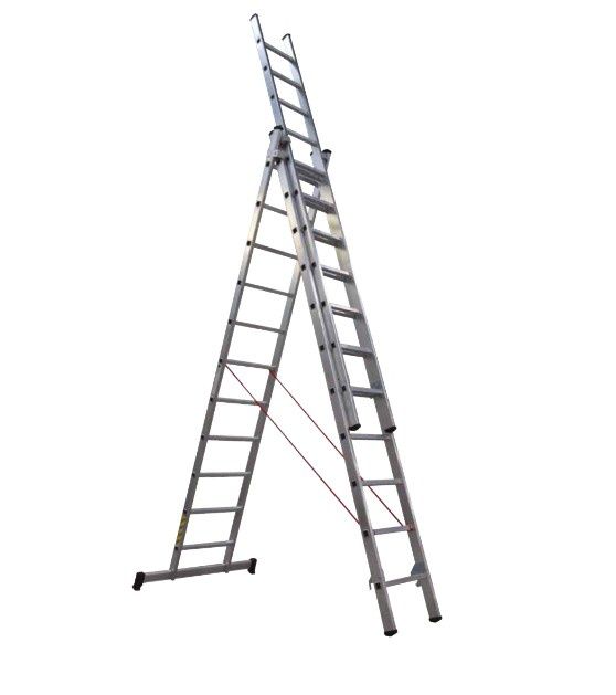 Escada Tripla Alumínio 3.5m (8.5m Úteis) Degrau Quadrado Nova Fábrica