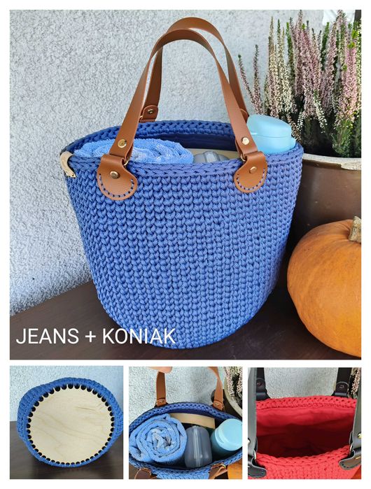 Torebka do ręki, shopperka, na plażę - jeansowa