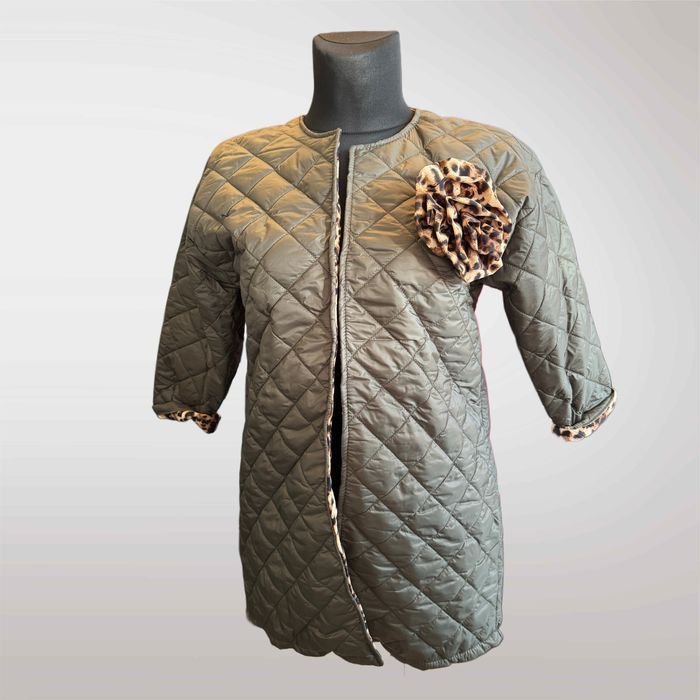 Płaszcz Damski Wiosenny z Różą Khaki