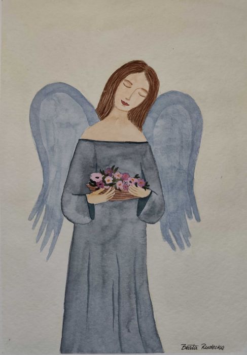 Akwarela Akwarelka Obraz pt: Anioł - A4