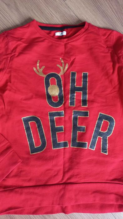 Bluza świąteczna Czerwona Oh deer święta renifer r.146