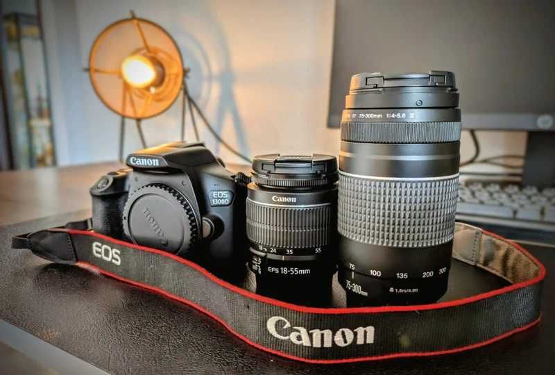 Canon EOS 1300D + EF-S 18-55mm f/4-5.6 + EF 75-300mm f/4-5.6 lll