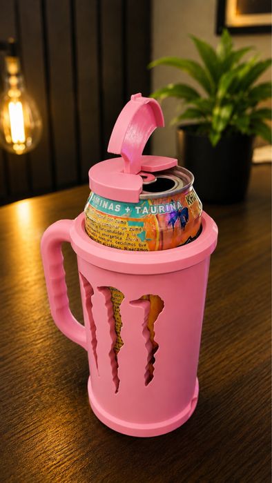 Caneca Porta-lata monster rosa